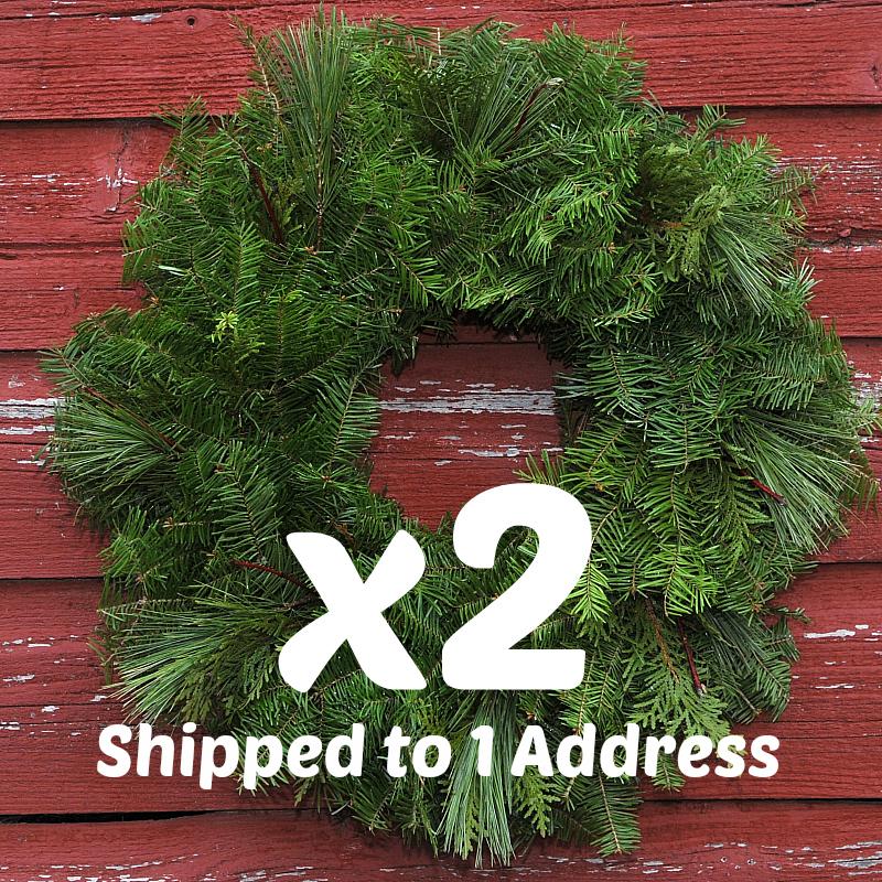 Mixed Greens Wreaths w/ Dogwood Twigs - x2 18 inch  (54.50 each with this deal)